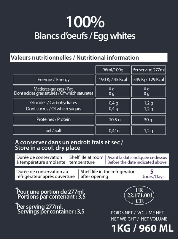 Blanc d'oeuf 100% français 1kg  - ROA
