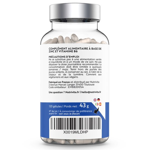 Zinc Bisglycinate 120 gélules - Novoma