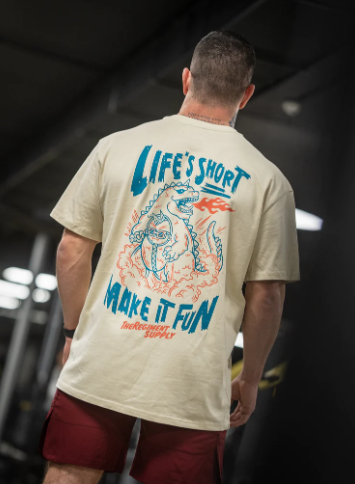 T-shirt Oversize "Life's Short Make It Fun" - Barbell Régiment